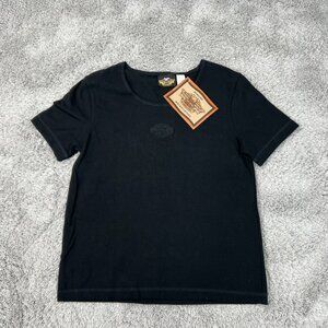Harley Davidson T-Shirt Womens XL Black Short Sleeve Embroidered Stretch NWT